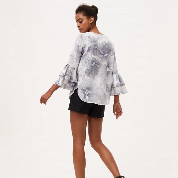 LOFT Hibiscus Tiered Bell Sleeve Top - Picture 2 of 6